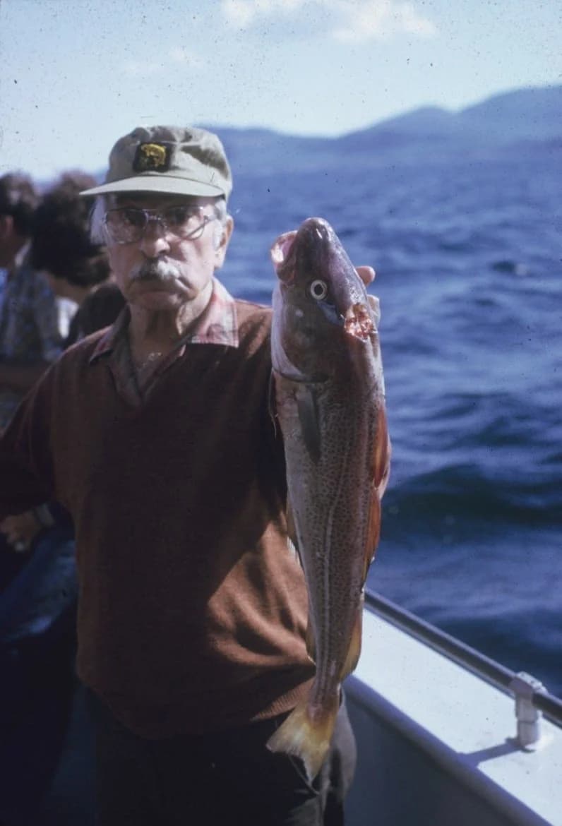 Albert fishing in Maine, 1974